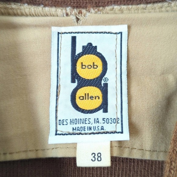 Bob Allen 60's Vintage Suede Patch Zip Up Shooting Cardigan Sweater Brown 38 - Picture 6 of 14